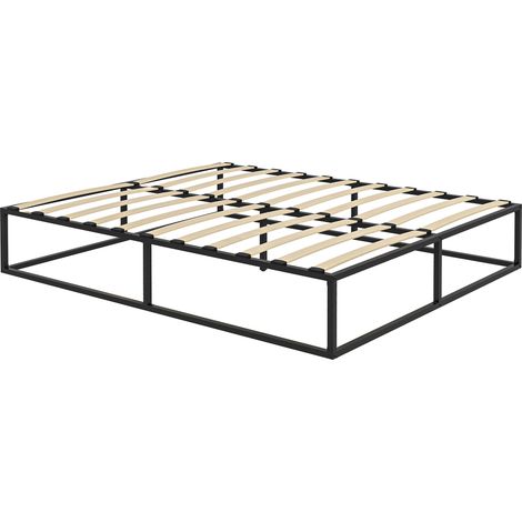 Struttura Letto Matrimoniale 190x160x35 cm con Doghe in Compensato e Contenitore Inferiore Nero (1/5)