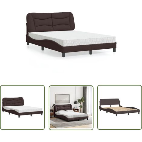 The Living Store Bett mit Matratze Dunkelbraun 120x200 cm Stoff - Betten - Doppelbetten - Boxspringbetten - Lattenrost - Matratzen