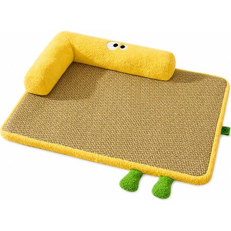 Alfombrilla refrescante de ratán para perros, Alfombrilla transpirable para perros y gatos, Alfombrilla antideslizante dormir verano, Amarilla (1/5)
