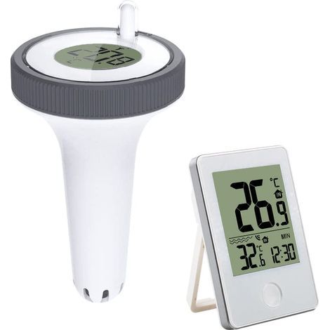 Thermomètre flottant sans fil pour piscine avec connexion radio, thermomètre de température d'eau avec récepteur numérique intérieur/extérieur pour aquarium, spa, bassin à poissons - Thermomètre de pi (1/3)