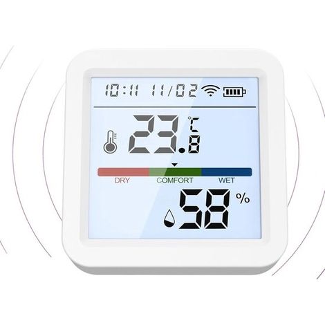 Sensore di umidità - Monitoraggio della qualità dell'aria - Monitoraggio del clima interno - Doppia connettività - 5,6 cm - Bianco (1/5)