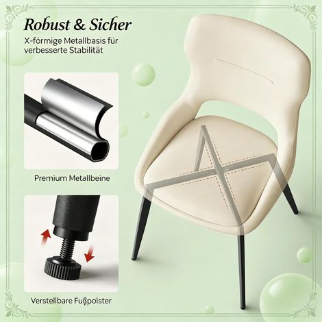 Fauteuil moderne avec accoudoirs, chaise de salle à manger, siège rembourré pour salon, tabouret de coiffure (lot de 2 chaises uniquement) (1/5)