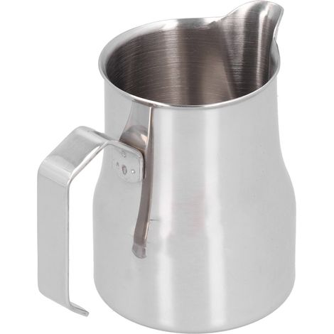 Milchaufschäumkännchen aus Edelstahl 304, auch als Latte-Art-Kanne geeignet, silberfarben, 350 ml (1/5)