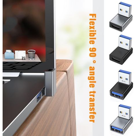 Adaptador USB 3.0 tipo A macho/hembra (extremo D1) a T8A6 (inclinado aproximadamente 90 grados hacia arriba y hacia abajo).