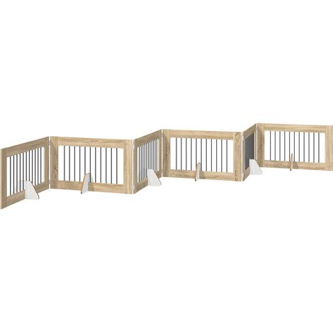 Cancello per cani pieghevole con supporti 6 pz Rovere Sonoma vidaXL