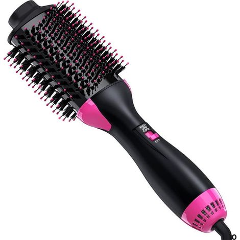 Sèche-cheveux brosse 4-en-1, styler volumateur anti-frisottis à ions négatifs, brosse à air chaud 75mm ovale, revêtement céramique, coiffage rapide, lisse et brillant. (1/5)
