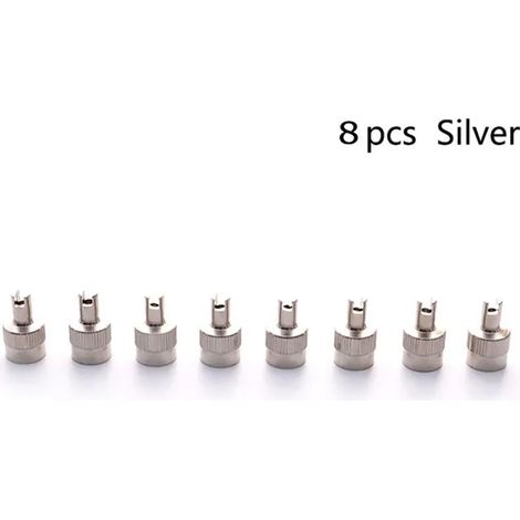(SL) 8 bouchons de valve à tête fendue pour pneus de voiture (16 x 8,5 mm) avec outil d'extraction d'obus, compatibles avec voitures et motos. (1/5)