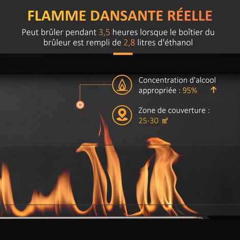 Cheminée murale bioéthanol encastrable 102cm design moderne métal noir brossé brûleur 2,8L sans fumée pour intérieur (1/5)