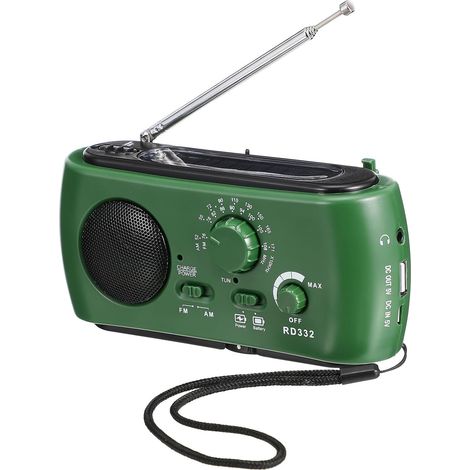 SHINEOFI Radio d'urgence à Manivelle et Énergie Solaire avec LED, (1/5)