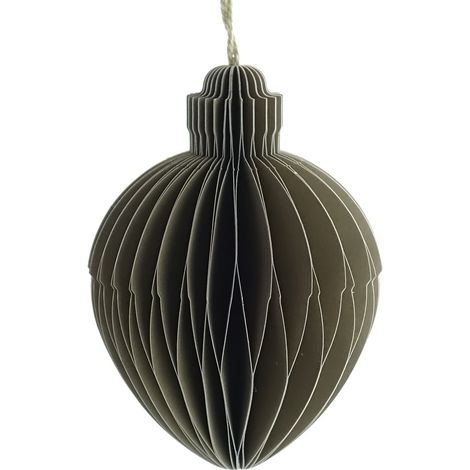 Kaemingk – Boule de Noël conique avec cordon – Taupe, papier, Ø 7 cm