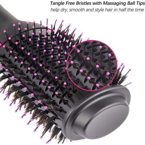 Brosse Soufflante - Chauffante Ionique - Pour Cheveux Bouclés ou Lisses - 3-en-1 Air Chaud Lissage Séchage - Céramique - Câble Pivotant 360° - 1 Pièce