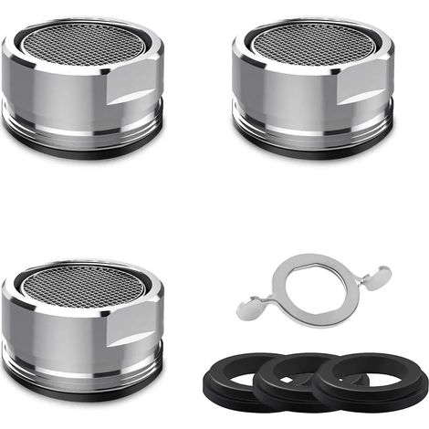 Set da 3 pezzi M24 di aeratori e regolatori di flusso universali per rubinetti a risparmio idrico con accessori in acciaio inox. (1/5)