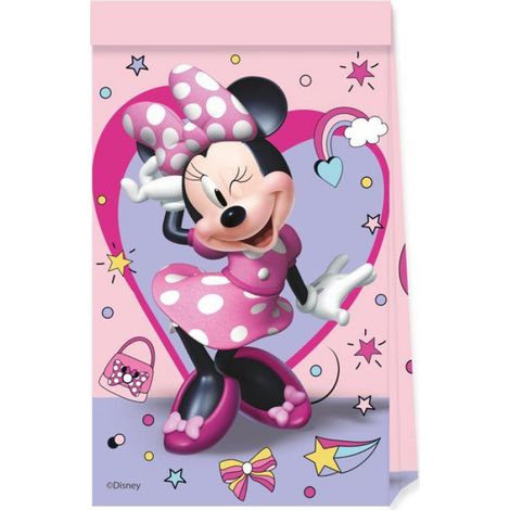 Sachet Cadeau Minnie - Papier - 22 x 13 cm - Pour Anniversaire Enfant - Lot de 4