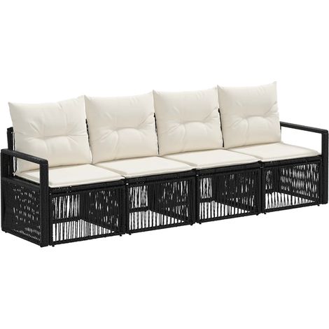 Gartensofa-set 4 pcs Schwarz Poly-Rattan vidaXL