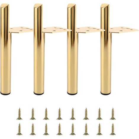 4 Pièces Pied de Meuble Metal, 15 cm Doré Pied de Table, Pied Table Basse pour Canapé, Meuble TV et Meubles (1/5)