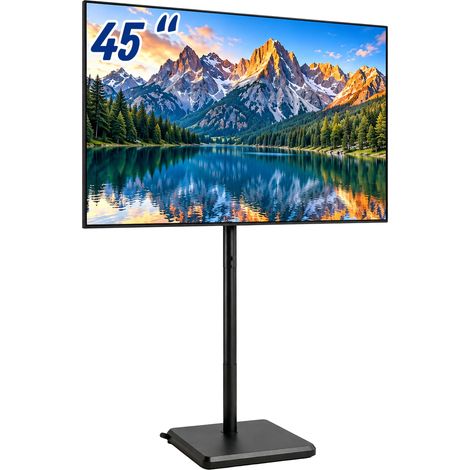 Relaxdays TV Bodenständer, 32-60 Zoll, bis 40 kg, höhenverstellbar, VESA 400x400, TV-Standfuß, Stahl & MDF, schwarz (1/5)