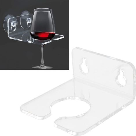 Porte-Gobelet à Vin de Bain, Porte-Verre à Vin avec Ventouses Supports de Stockage de Bière Portables en Acrylique Transparent pour Salle de Douche Salle de Bain Baignoire Cuisine (1/5)