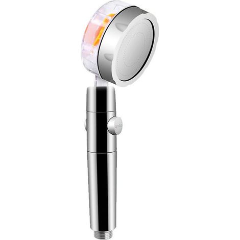 Propellerbetriebener, druckbeaufschlagter Duschkopf, Hochdruck-Handbrause mit Turbofunktion, kleiner, leistungsstarker Duschkopf mit Links- und Rechtsdrehung, 360°-Schwenkfunktion, Modell: Silber (1/5)