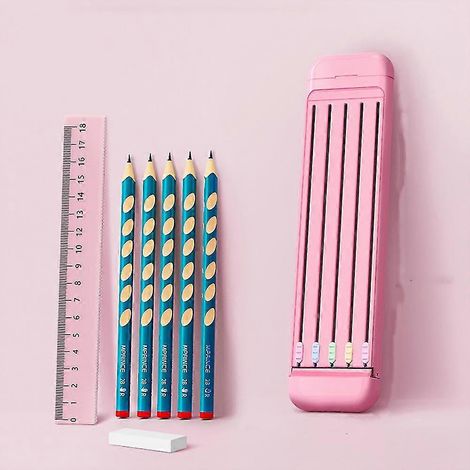 Organisateur de boîte à crayons en plastique pour garçons et filles Boîte à crayons Boîtier de crayon rigide compact avec fentes pour (1/5)
