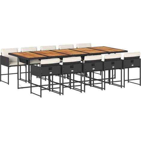 Maison Exclusive - Set de comedor jardín 11 pzas con cojines ratá (1/5)