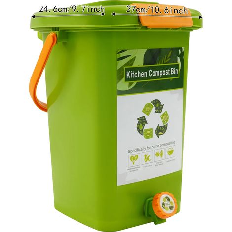 Bac à compost, grande capacité, couvercle anti-odeur, 15L (1/2)