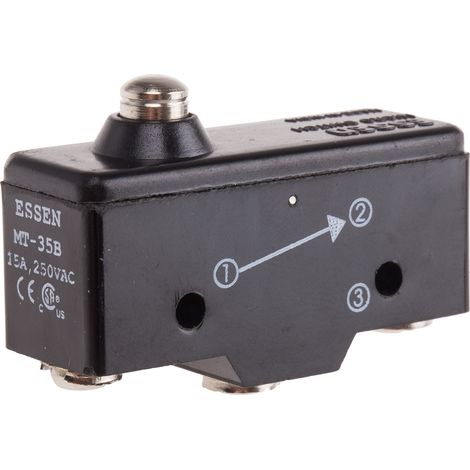 Microrupteur RS PRO à bouton poussoir, 1 RT, 15 A, Vis 250V c.a. ( Prix pour 1 )