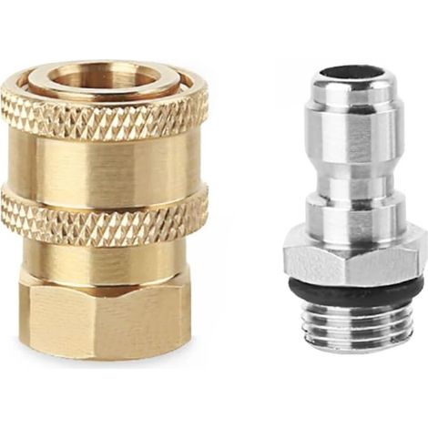 Lot de 2 adaptateurs pour nettoyeur haute pression, kit de connexion rapide 14 mm M14 x 1,5 à 1/4 pouce, accessoires de connecteur, pistolet à eau à pression pour jardin, pelouse, voiture, bouteille d (1/5)