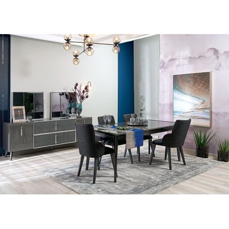 Comedor completo AQUA con 4 sillas antracita