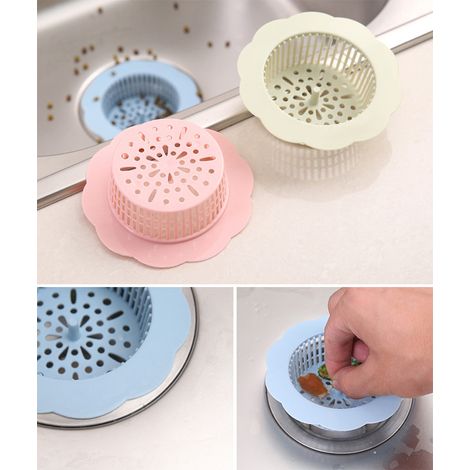 Filtre de vidange en forme de fleur, couvercle d'évier en plastique, passoire à cheveux pour cuisine et salle de bain (1/5)