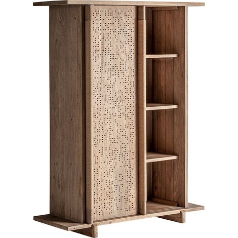 Armoire jacquard en bois de manguier finition vieilli brun clair - Brun clair finition vieilli (1/5)