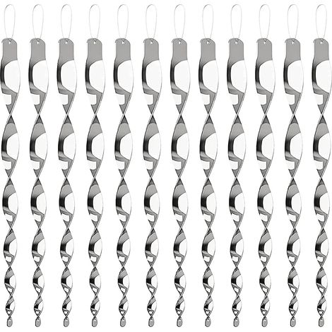 Répulsif Oiseaux Rotatif Réfléchissant - Barre Spirale PVC avec Anneau de Suspension - Pour Jardin Clôture Toit Terrasse - 12 Pièces (1/5)