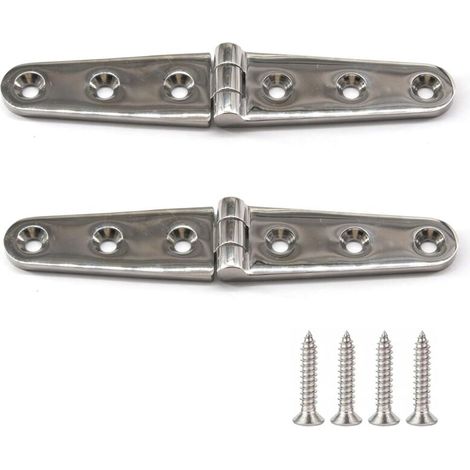 Lot de 2 charnières de porte robustes en acier inoxydable 316 de qualité marine 28 x 152 mm (1/5)
