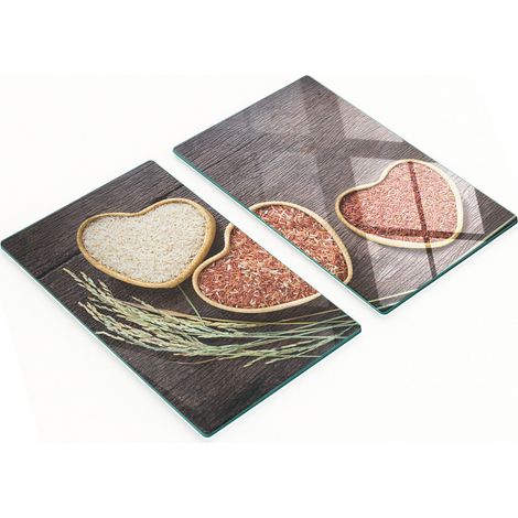Taglieri da cucina decorativi in vetro con grafica a forma di cuore di riso, 2x30x52 cm (1/5)