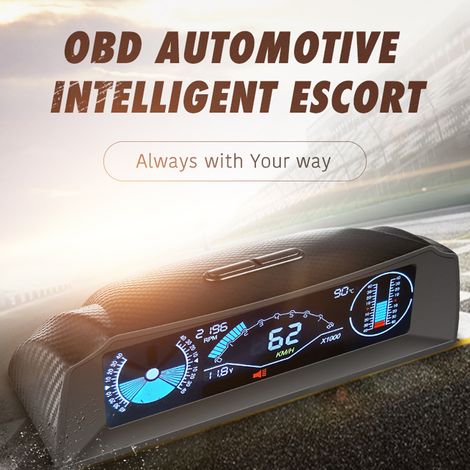 Affichage tête haute de voiture Compteur de vitesse numérique LCD Inclinomètre multifonctionnel Support de compteur de pente d'angle Alarme de survitesse Rappel de fatigue de conduite pour camion SUV (1/5)