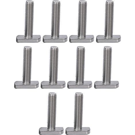 10pcs Jeu de boulons T M8 x 40 mm en acier inoxydable Boulons à fente en T avec tête marteau Vis à filetage complet pour profilé en aluminium Système photovoltaïque (1/5)