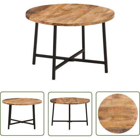 The Living Store Table basse 54x54x35 cm bois de manguier solide et fer - Table Basse - Table D'appoint - Mobilier Design - Bois Massif - Fer (1/5)