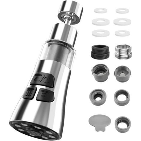 Golgner 360° Rotating Kitchen Faucet, 3 Mode Faucet Aerator, Shower Head, Swivel Faucet Extender, with 5 Adapters, for Kitchen/Bathroom Faucet, M22 G1/2 M24 M20 (1/5)