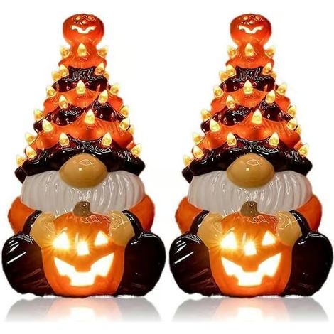 Décorations de gnomes d'Halloween avec lumières, citrouilles illuminées faites à la main, pour la maison, l'intérieur et l'extérieur. (1/5)