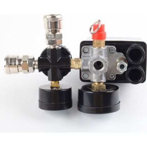 Jauges de régulateur de soupape de commande de pressostat de compresseur d'air 220 V 0-180 psi avec connecteur rapide--