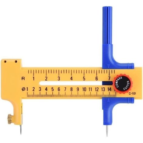 Compass Circle Cutter Cutting Tool - Removable Blade - Fixed Grip (1/4)