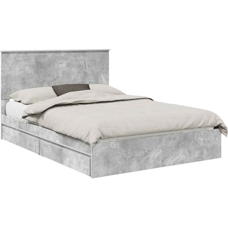 Cama con almacenamiento con cabecera Gris Concreto 135 x 190 cm vidaXL