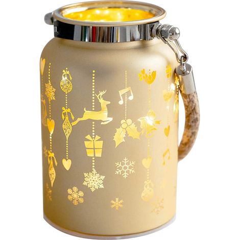 Bougie LED sans flamme en verre 8x12 cm, Bougie Pilier de Noël à Piles avec Motif Flocons de Neige, Décoration de Table,doré (1/3)