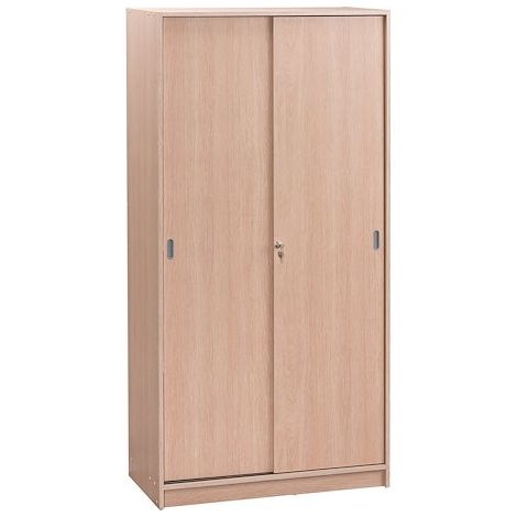 Armoire haute chêne clair H 180 x L 90 cm portes coulissantes Essens - Maxiburo (1/5)