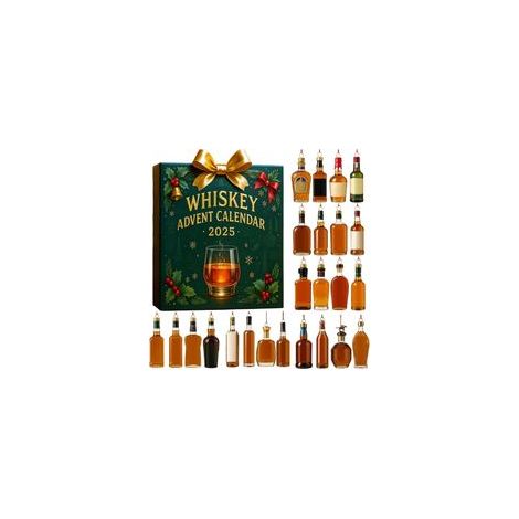 Calendrier de l'Avent 2025, Calendrier de l'Avent 2025 pour les amateurs de bière et de whisky, 24 jours de Noël, Boîte de rangement - Verte