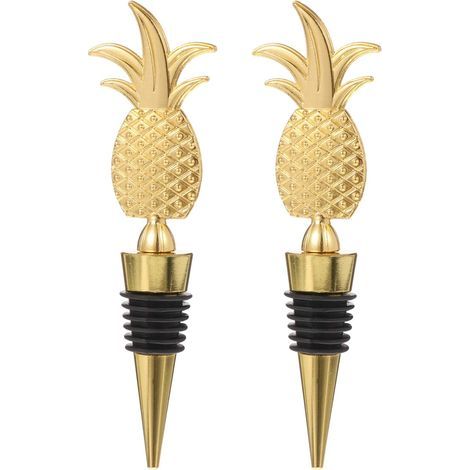 Lot de 2 bouchons de bouteille de Noël, motif ananas doré, bouchons de bouteille pour fêtes, bouchons de vin, décorations de mariage, ornements de Noël (1/5)