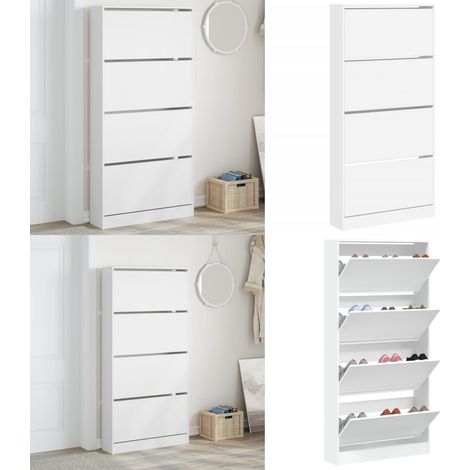 Schuhschrank mit 4 Klappen Weiß 80x21x163,5 cm - Schuhschrank - Schuhregal - Schuhorganisation - Garderobe - Aufbewahrungssystem - Home & Living