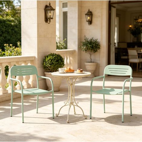 Set da 2 sedie da giardino impilabili, metallo verde HAVRYA (1/5)