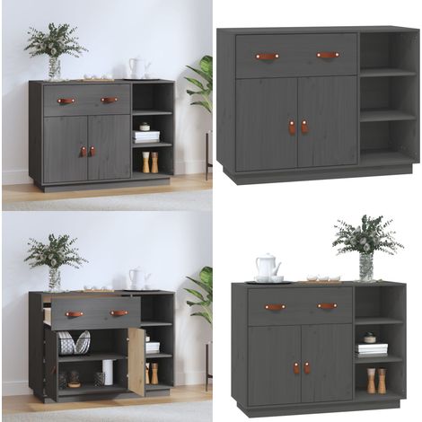 Buffet Gris 98,5x40x75 cm Bois massif de pin - Buffet - Meuble De Rangement - Commode - Bois Massif - Pin - Home & Living (1/5)