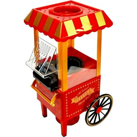 Machine à Popcorn Rétro Style Chariot, Pop-corn Maker à Air Chaud 1200W, Appareil Compact pour Maïs Soufflé, Cuiseur Électrique Familial (1/5)