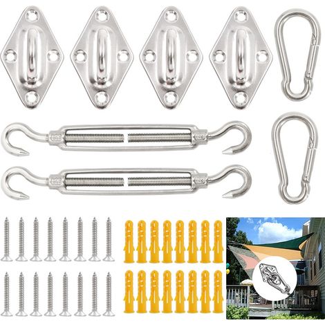 Sonnensegel-Befestigungsset, 40-teiliges Sonnensegel-Befestigungs-Montageset, 304-Edelstahl-Hardware-Befestigungszubehör-Set, Gartensegel-Befestigungsset für den Garten